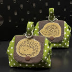 Load image into Gallery viewer, Hedgehog Embroidery Coin Purse Polka Dot Canvas Pouch N6G111