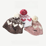 Load image into Gallery viewer, Color Block Heart Pom Knit Beanie Women M5A311