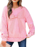 Load image into Gallery viewer, Washed Bow Detail Oversized Sweatshirt Women N6B055