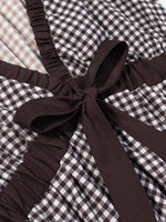 Load image into Gallery viewer, Gingham Balloon Sleeve Bow Tie Blouse Women N6C276