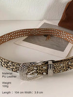 Load image into Gallery viewer, Rhinestone Leopard Print Belt Women N6C179