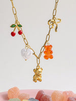 Load image into Gallery viewer, Anti Fade Bear Cherry Bow Pearl Necklace Women N6A201