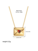 Load image into Gallery viewer, Heart Envelope Locket Photo Necklace Red Zircon N6C181