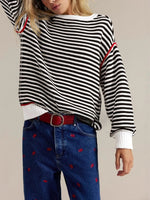 Load image into Gallery viewer, Striped Round Neck Oversized Knit Pullover Women N6G188