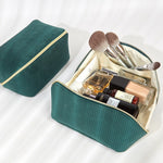 Load image into Gallery viewer, Green Corduroy Makeup Bag Travel Organizer S5P842