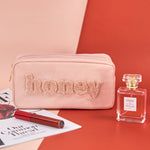Load image into Gallery viewer, Towel Embroidery Letter Makeup Bag Women S5P861