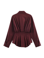 Load image into Gallery viewer, Design Pleated Poplin Shirt Women Versatile Long Sleeve N6A169