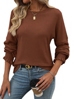 Load image into Gallery viewer, Relaxed Ribbed Long Sleeve T-Shirt Women N6A197