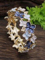 Load image into Gallery viewer, Enamel Cherry Blossom Stretch Bangle Women N6C215