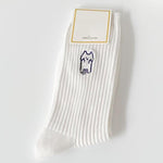 Load image into Gallery viewer, Cartoon Embroidered White Crew Socks Women M5A306