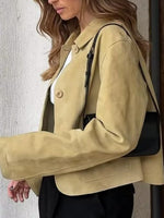 Load image into Gallery viewer, Dark Brown Suede Jacket Chanel inspired Two Pocket N5A741