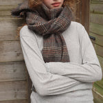 Load image into Gallery viewer, Womens Wool Blend Houndstooth Fringe Scarf N6K243