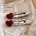 Load image into Gallery viewer, Red Heart Cherry Polka Dot Hair Clip Women S5P912