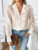 Load image into Gallery viewer, Single Button Blazer Collar Jacquard Shirt Women N6B050