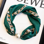 Load image into Gallery viewer, Womens Pearl Magnetic Clasp Floral Skinny Scarf N6K261