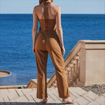 Load image into Gallery viewer, Camel Sleeveless Belted Jumpsuit Women Wide Leg N5A923