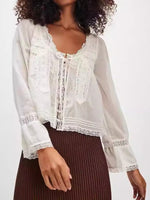 Load image into Gallery viewer, Autumn Lace U Neck Blouse Long Sleeve Women N6A186