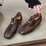 Load image into Gallery viewer, Vintage Square Toe Pleated Loafers Women Chunky Heel N6G241