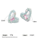 Load image into Gallery viewer, Pom Pom Earrings Cute Wool CZ Stone 925 Silver Sweet S5P884