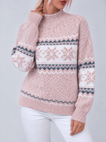 Load image into Gallery viewer, Half High Collar Snowflake Rabbit Hair Knit Sweater N6H258