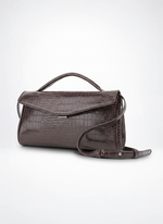 Load image into Gallery viewer, Brown Crocodile Grain Baguette Bag Women N6C033