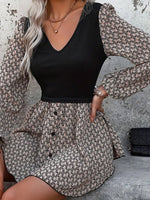 Load image into Gallery viewer, Asymmetrical Hem Button Bubble Sleeve Dress N6B044