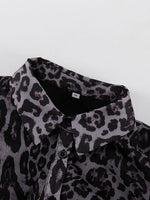 Load image into Gallery viewer, Leopard Print Chiffon Dress with Lapel and Puff Sleeve N6C192