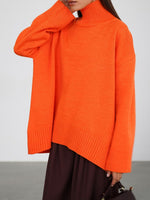 Load image into Gallery viewer, Solid High Neck Knit Sweater Women Multiple Colors N5A601