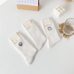 Load image into Gallery viewer, Cartoon Embroidered White Crew Socks Women M5A306