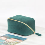 Load image into Gallery viewer, Green Corduroy Makeup Bag Travel Organizer S5P842