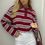 Load image into Gallery viewer, Polo Collar Loose Retro Tee Women N6A155