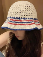 Load image into Gallery viewer, Striped Breathable Fisherman Sun Hat Women N6C371