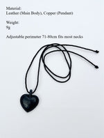 Load image into Gallery viewer, Leather Black Heart Rope Necklace Adj Collar S5P914