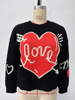 Load image into Gallery viewer, Heart Print Long Sleeve Round Neck Loose Knit Sweater N6H302