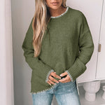 Load image into Gallery viewer, Round Neck Split Hem Sweater Women Multiple Colors N5A799