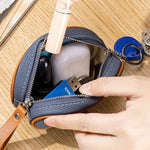 Load image into Gallery viewer, Genuine Leather Mini Coin Purse with Keychain N6E065
