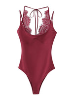 Load image into Gallery viewer, Lace Panel Halter Neck Bodysuit N6F015