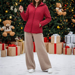 Load image into Gallery viewer, Red Long Padded Coat Women Hooded Windproof Zip N5A772