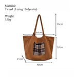 Load image into Gallery viewer, Reversible Tweed Tote Bag Large Capacity Two-Sided S5P740