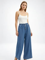Load image into Gallery viewer, Vintage Draped Wide Leg Denim Pants Women N6B134