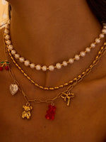 Load image into Gallery viewer, Anti Fade Bear Cherry Bow Pearl Necklace Women N6A201