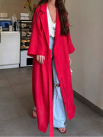 Load image into Gallery viewer, Linen Blend Notch Collar Maxi Dress Women N5A530