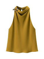 Load image into Gallery viewer, Golden Halter Neck Sleeveless Top Women N6C271