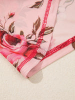 Load image into Gallery viewer, Floral Print Round Neck Long Sleeve Top Women Pink N6B089