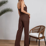 Load image into Gallery viewer, Brown Spag Off Shoulder Wide Leg Set Women Two Piece N5A944
