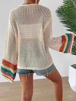 Load image into Gallery viewer, Hand Crochet Random Color Block Cardigan Sweater N6E097