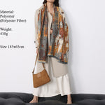 Load image into Gallery viewer, Vintage Art Oil Fringe Faux Cashmere Scarf M5A332