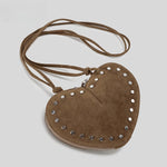 Load image into Gallery viewer, Rivet Suede Heart Shoulder Crossbody Bag Small M5A335