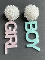 Load image into Gallery viewer, Handmade Bead Asymmetrical Boy Girl Acrylic Earrings N6A213