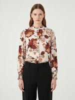 Load image into Gallery viewer, Shirt Collar Long Sleeve Floral Print Shirt Women N6B105